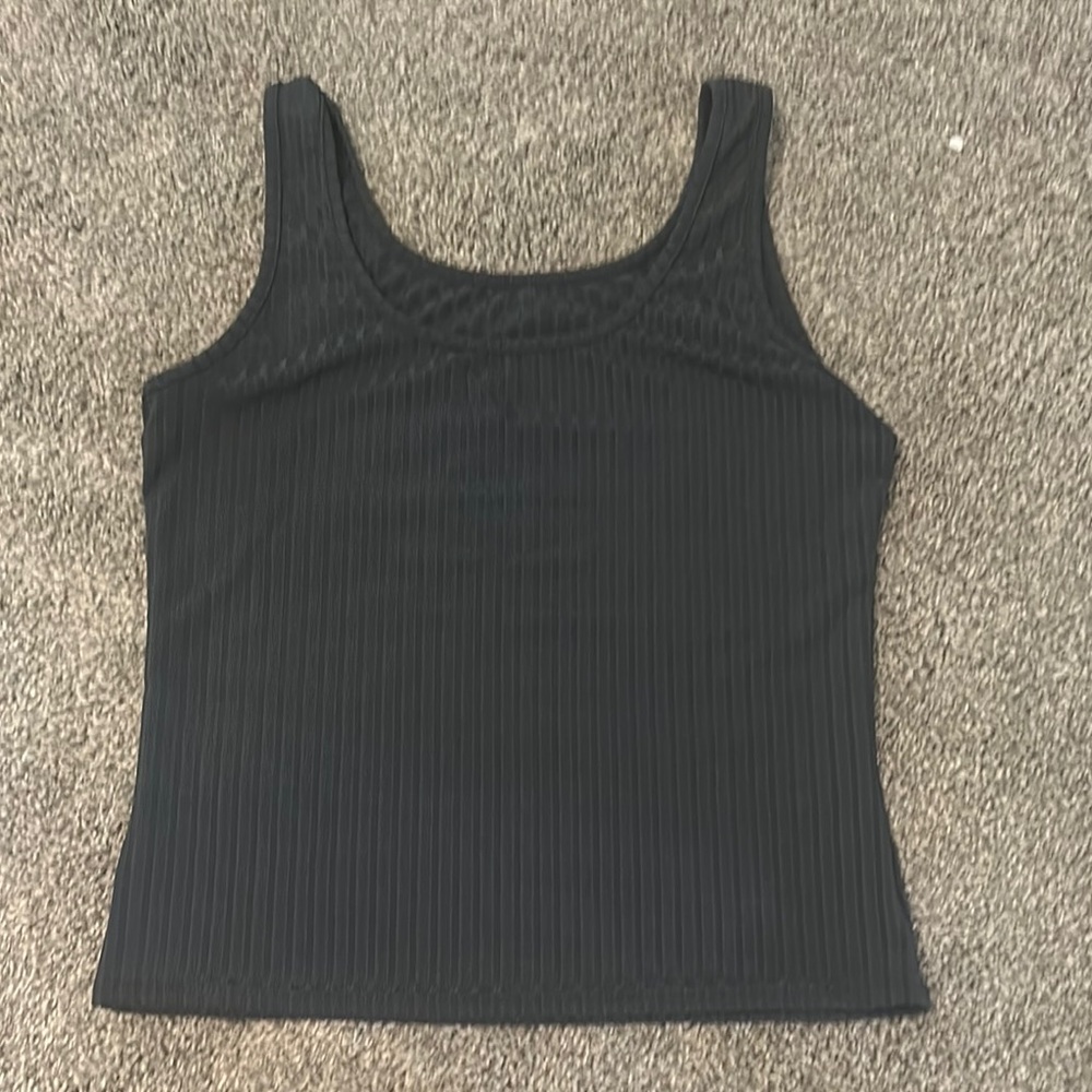 SHEIN Black Ribbed Fitted Tank Top